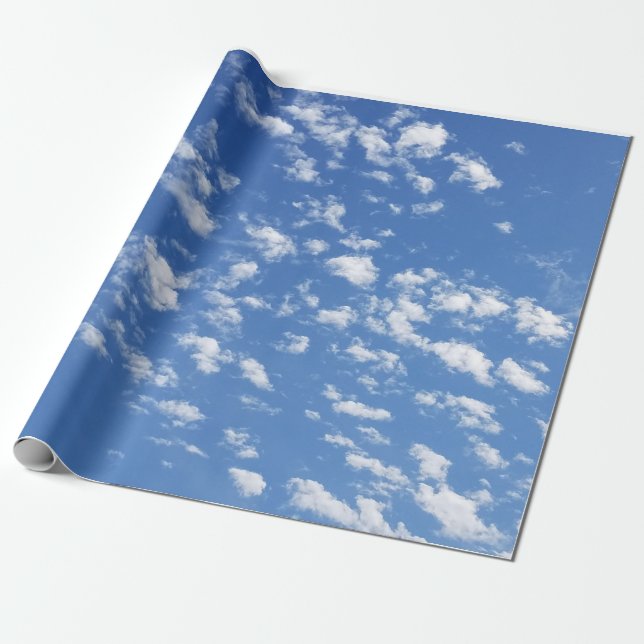 Papel de envoltura de cielo azul y nubes blancas (Desenrollado)
