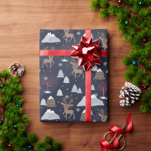 Papel de envoltura de ciervo festivo caprichoso