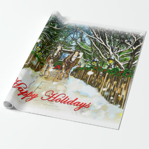 Papel de envoltura de Clydesdale Holiday