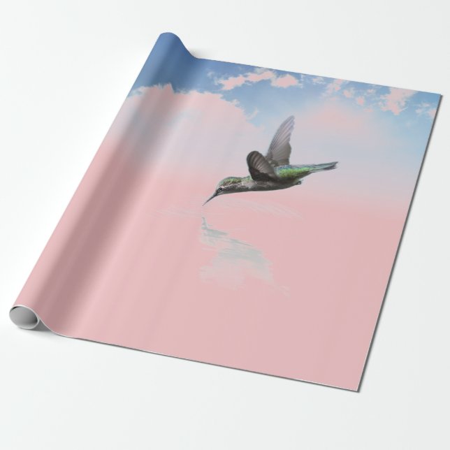 papel de envoltura de colibrí y nubes (Desenrollado)