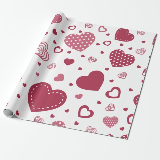 Papel de envoltura de corazón rojo (Desenrollado)