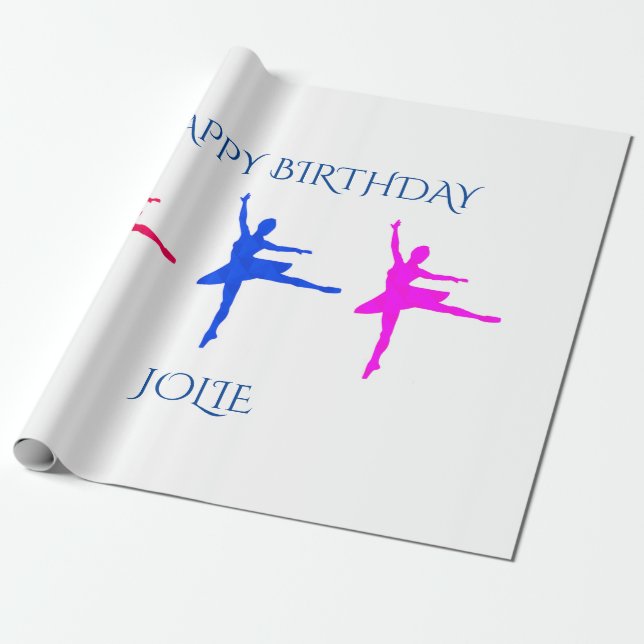 Papel de envoltura de cumpleaños Ballerina.  Nombr (Desenrollado)