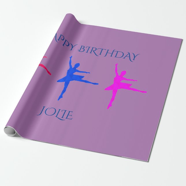 Papel de envoltura de cumpleaños Ballerina. Nombre (Desenrollado)
