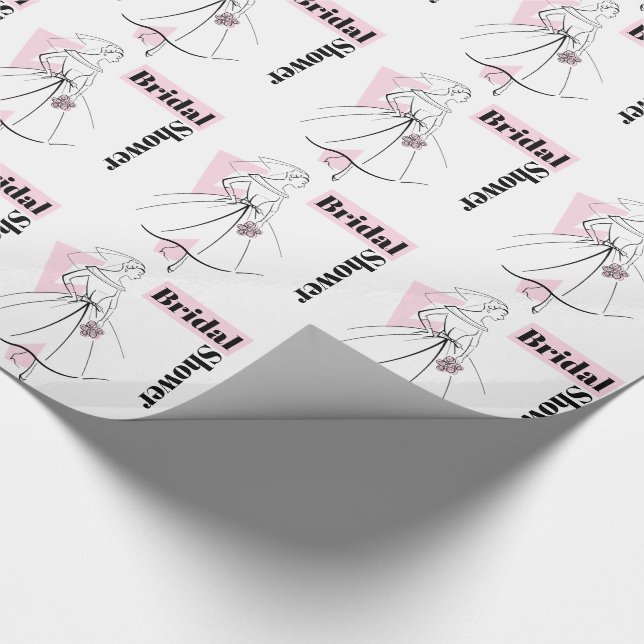 Papel de envoltura de ducha de novia rosa de moda (Esquina)