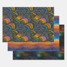 Papel de envoltura de estilo de arte Rainbow dot