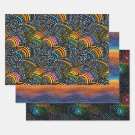 Papel de envoltura de estilo de arte Rainbow dot