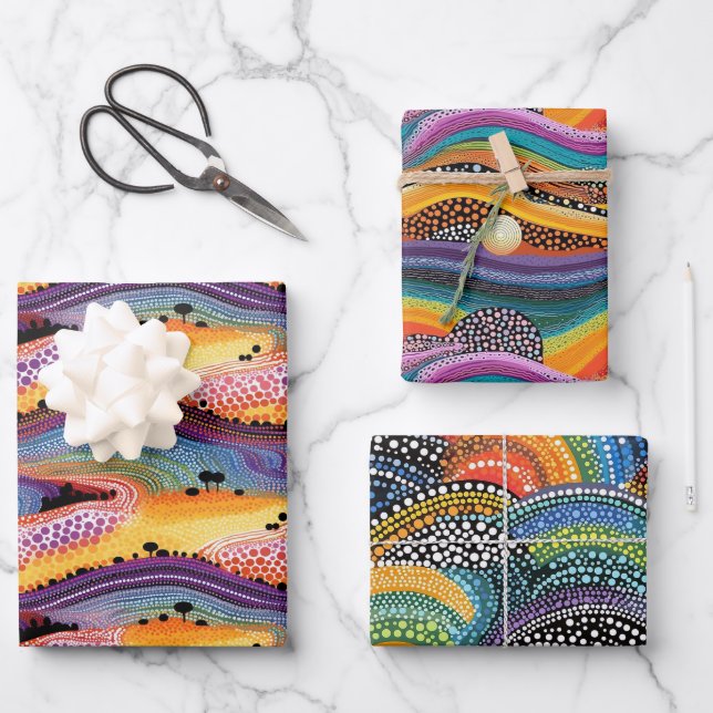 Papel de envoltura de estilo de arte Rainbow dot (Anverso)