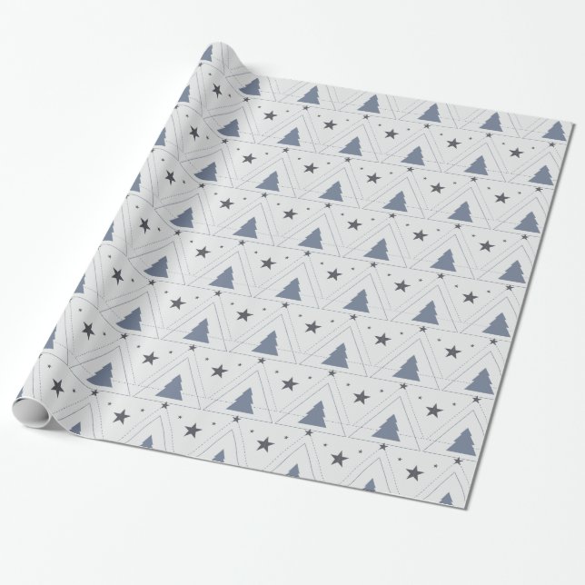 Papel De Envoltura De Estrellas Y Árboles De Vacac (Desenrollado)
