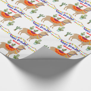 papel de envoltura de feliz cumpleaños de llama Ca