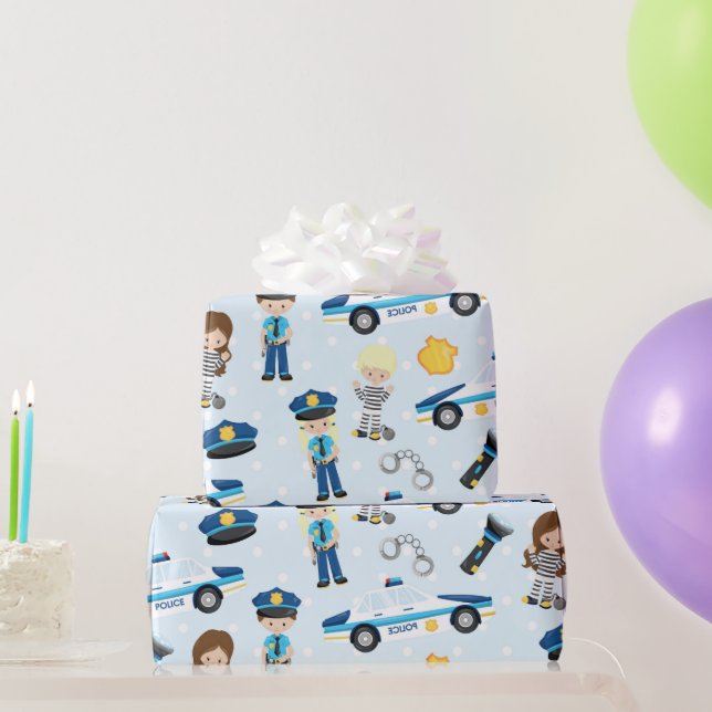 Papel de envoltura de Fiesta de patrones de policí (Regalos de fiesta)