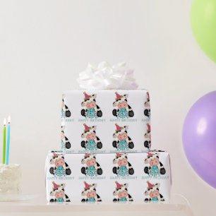 Papel de envoltura de Fiesta de vacas de cumpleaño