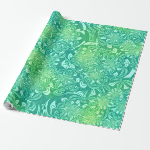 papel de envoltura de flores de batik verde