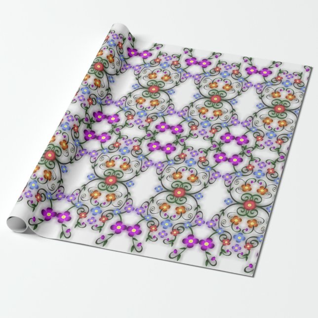 papel de envoltura de flores ornamentales (Desenrollado)