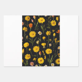 Papel de envoltura de flores vibrante