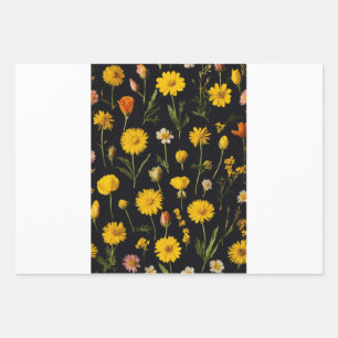 Papel de envoltura de flores vibrante