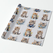 Papel de envoltura de Gatito Vintage.