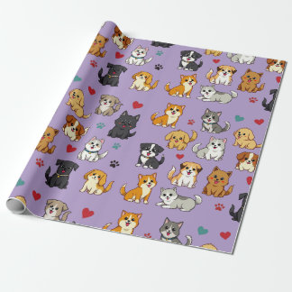 Papel de envoltura de gatitos y cachorros