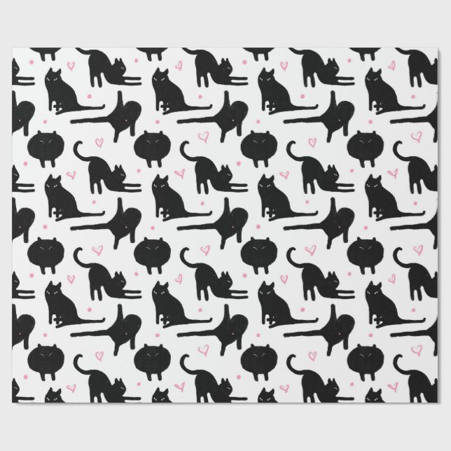 Papel de envoltura de gato negro (Superficie plana)