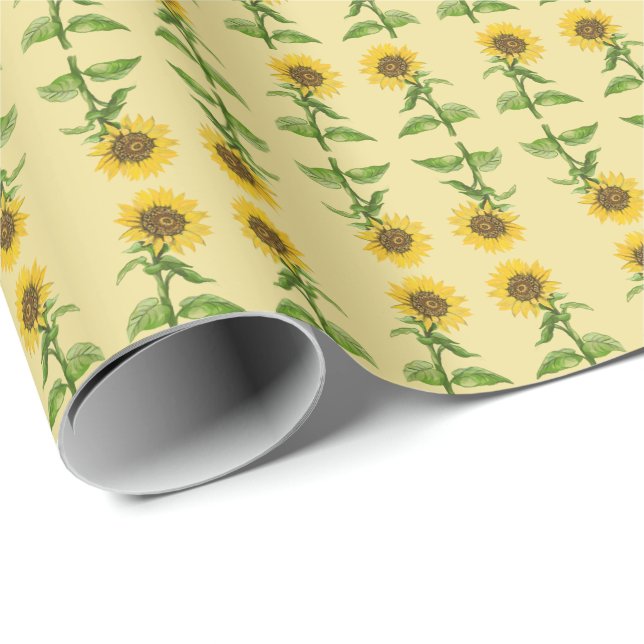 Papel de envoltura de girasoles amarillos (Esquina del rollo)