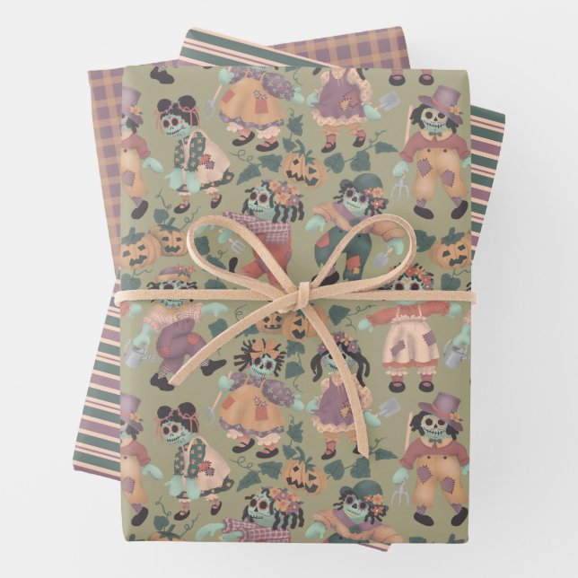 Papel de envoltura de Halloween Rag Doll Zombies ( (In situ)