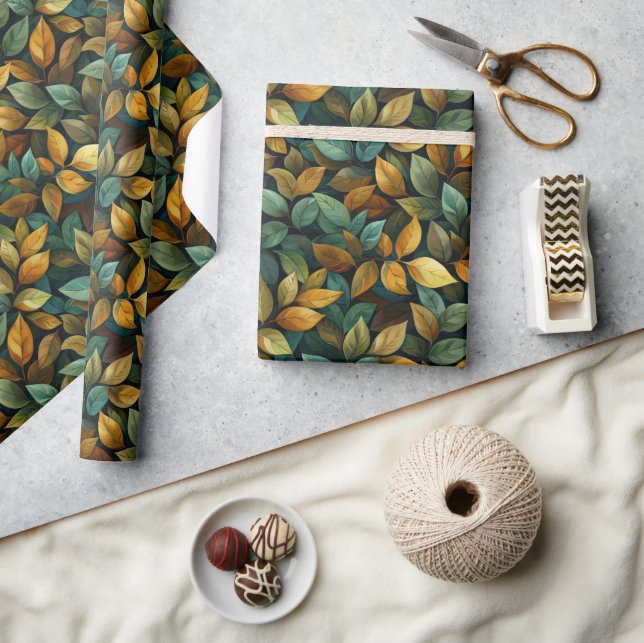 Papel de envoltura de hojas de otoño de acuarela (Artesanía)