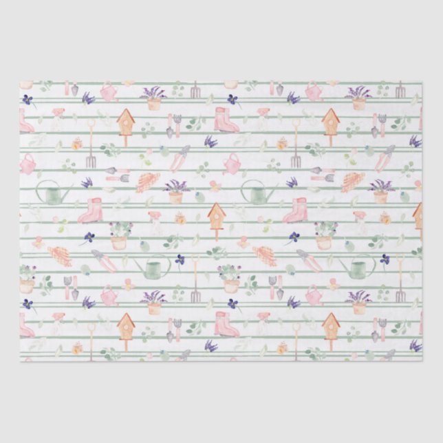 Papel de envoltura de jardín de rayas acuáticas mo (Anverso)
