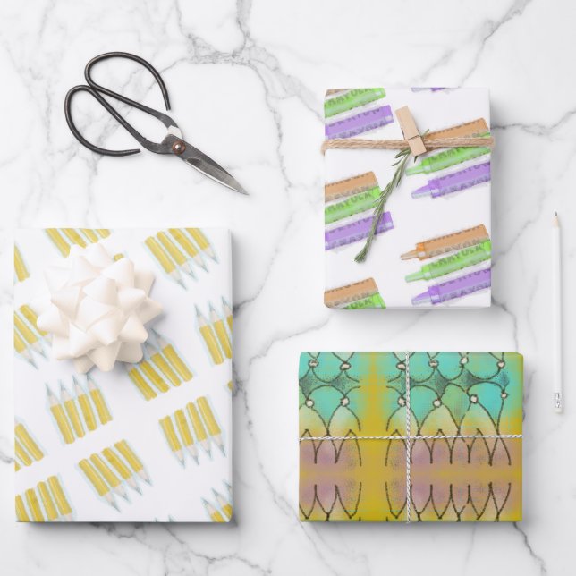 Papel de envoltura de lápices y lápices y de garty (Anverso)