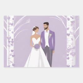 Papel de envoltura de lavanda y boda blanco