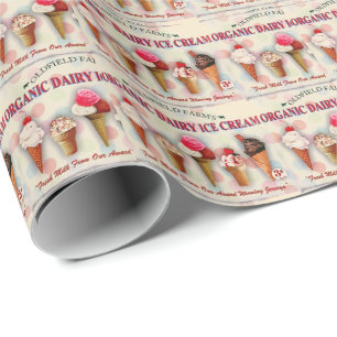 Papel de envoltura de letrero de heladería de époc