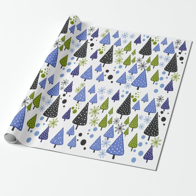 Papel de envoltura de Little Forest Blue-Green (Desenrollado)