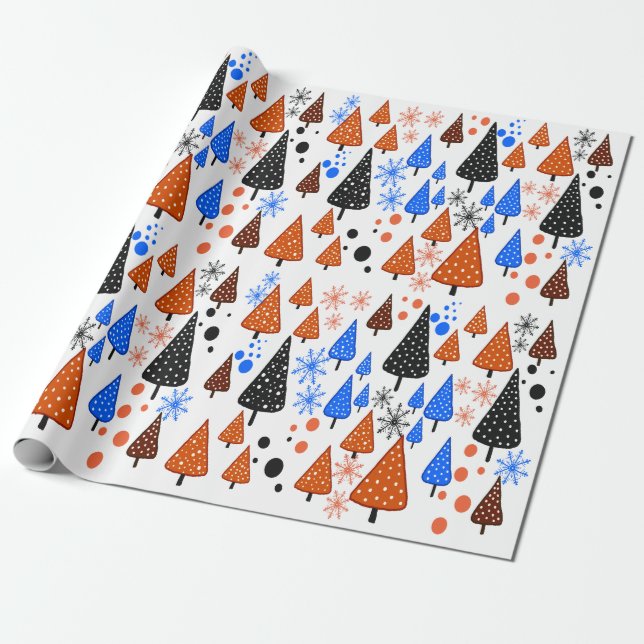 Papel de envoltura de Little Forest Blue-Naranja (Desenrollado)