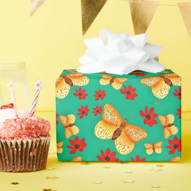 Papel de envoltura de mariposa en el jardín (Fiesta de cumpleaños )