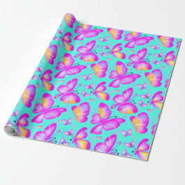 Papel de envoltura de mariposa rosa Pastel Nature