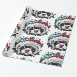 Papel de envoltura de Navidades de Ferret y Santa