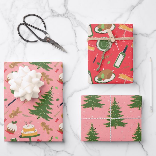 papel de envoltura de Navidades retro (Anverso)