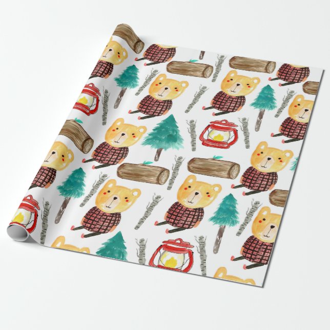 Papel de envoltura de oso de camping. (Desenrollado)