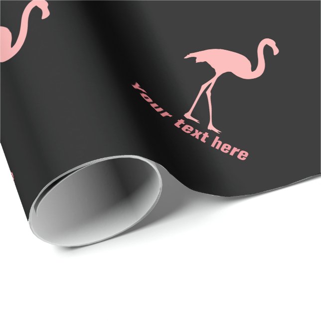 papel de envoltura de pájaro flamingo negro y rosa (Esquina del rollo)