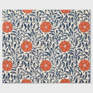PAPEL DE ENVOLTURA DE PATRÓN FLORAL CHINO
