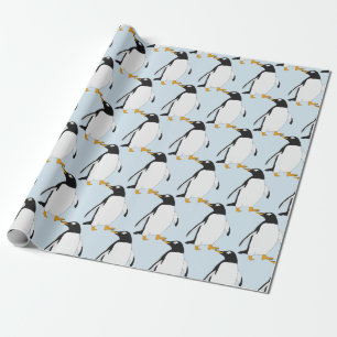 Papel de envoltura de pingüino blanco y negro