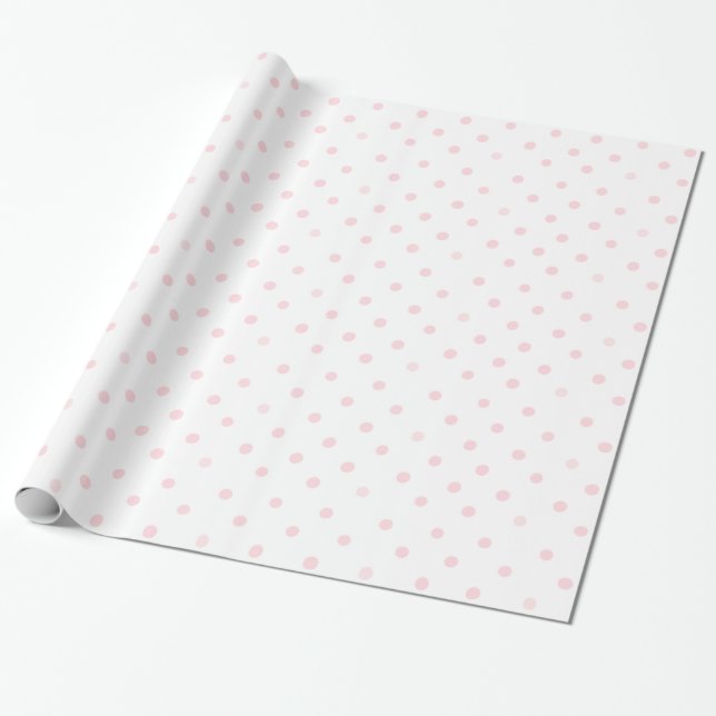 Papel de envoltura de puntos de polka rosa (Desenrollado)