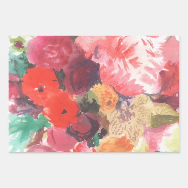 Papel de envoltura de ramo de flores vibrantes (Anverso)