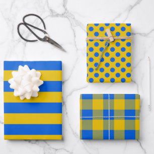 Papel De Envoltura De Regalo Azul Y Amarillo, Band