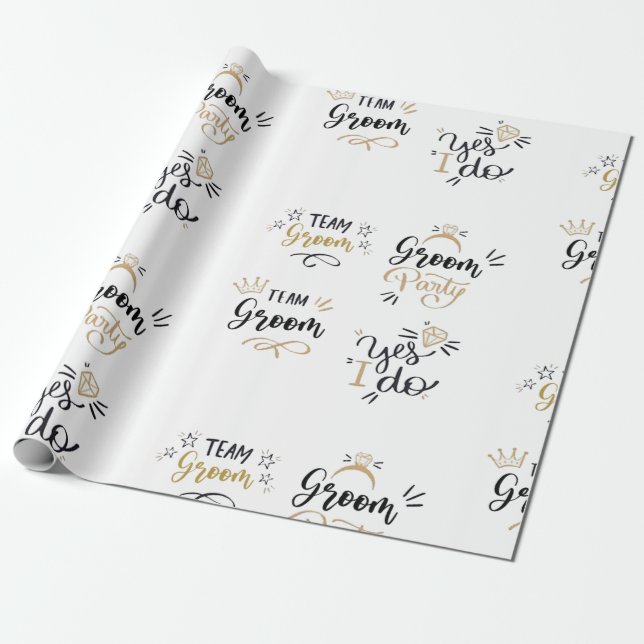 papel de envoltura de regalo de oro y negro de nov (Desenrollado)