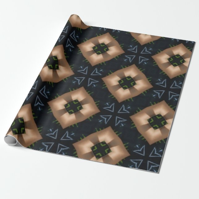 papel de envoltura de regalo de patrón azul (Desenrollado)