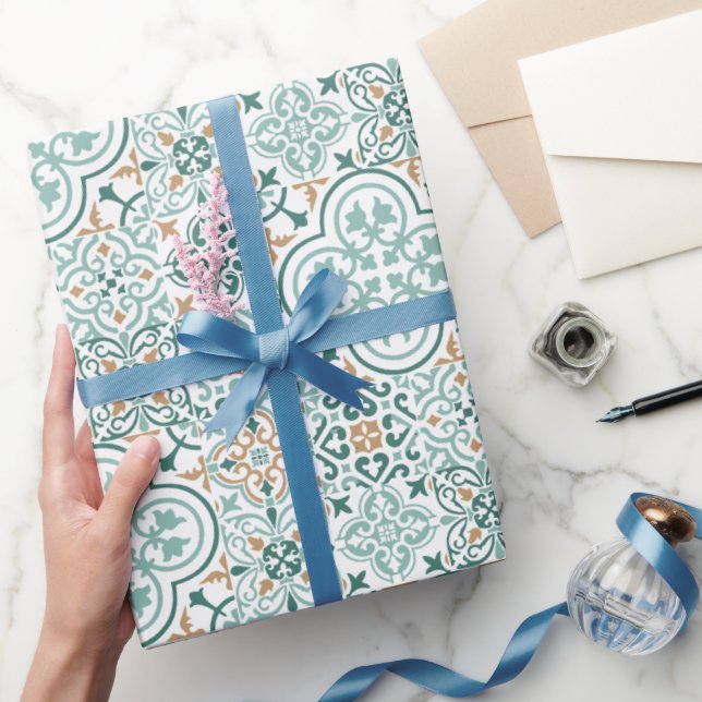 Papel de envoltura de regalo de patrón de azulejos