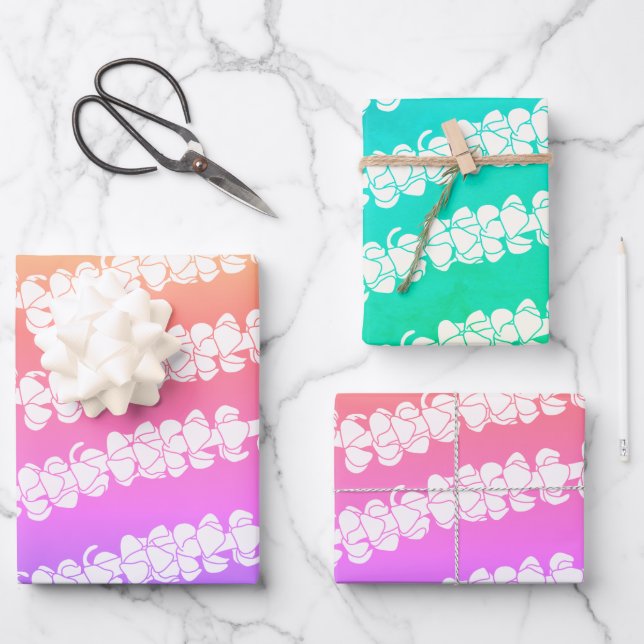 Papel de envoltura de regalo de Puakenikeni lei (Anverso)