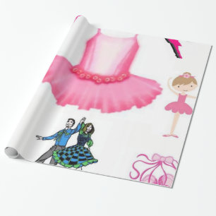papel de envoltura de regalo de vestido rosa de ba