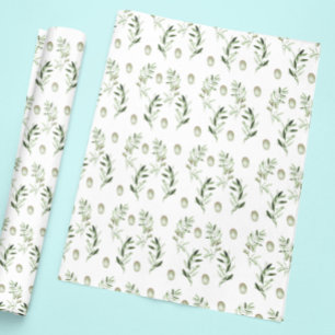 Papel de envoltura de regalo verde oliva acuarela