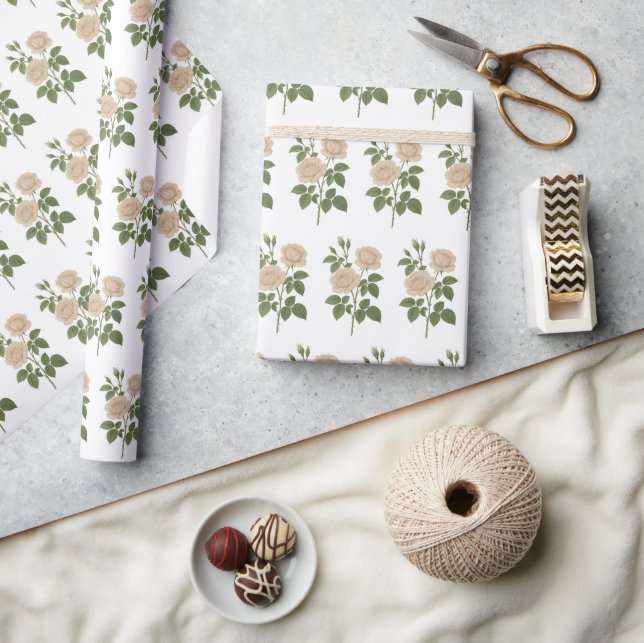 Papel de envoltura de Rosa de jardín de época (Artesanía)