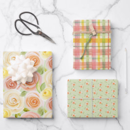 papel de envoltura de rosas de otoño de acuarela